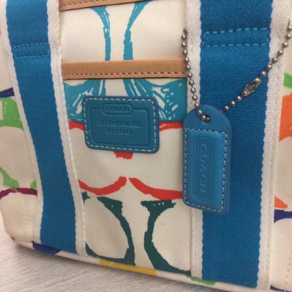 Coach Signature Scribble Mini Tote VIBRANT Colors! - Picture 3 of 8